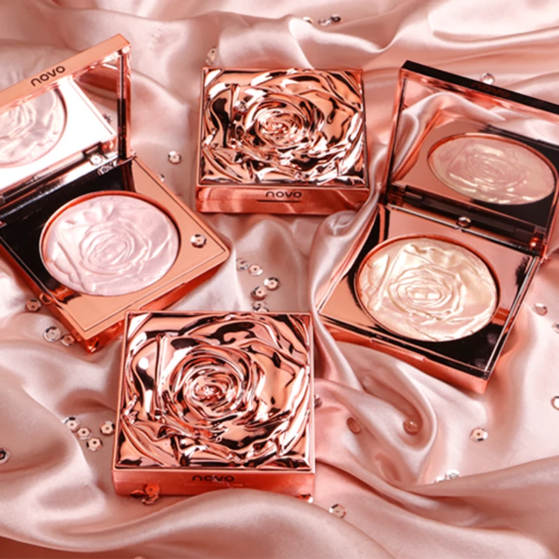Your Logo Rose Flower Translucent Highlighter Powder Ginger Brightening Powder Loose Glitter Highlighter