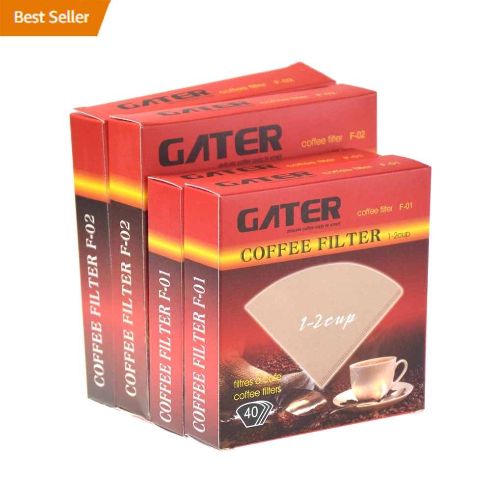 4 cups  Cheap Sample Brown Wooden V shape Natural Size Origami Style Machine  V60 Coffee Filter Paper