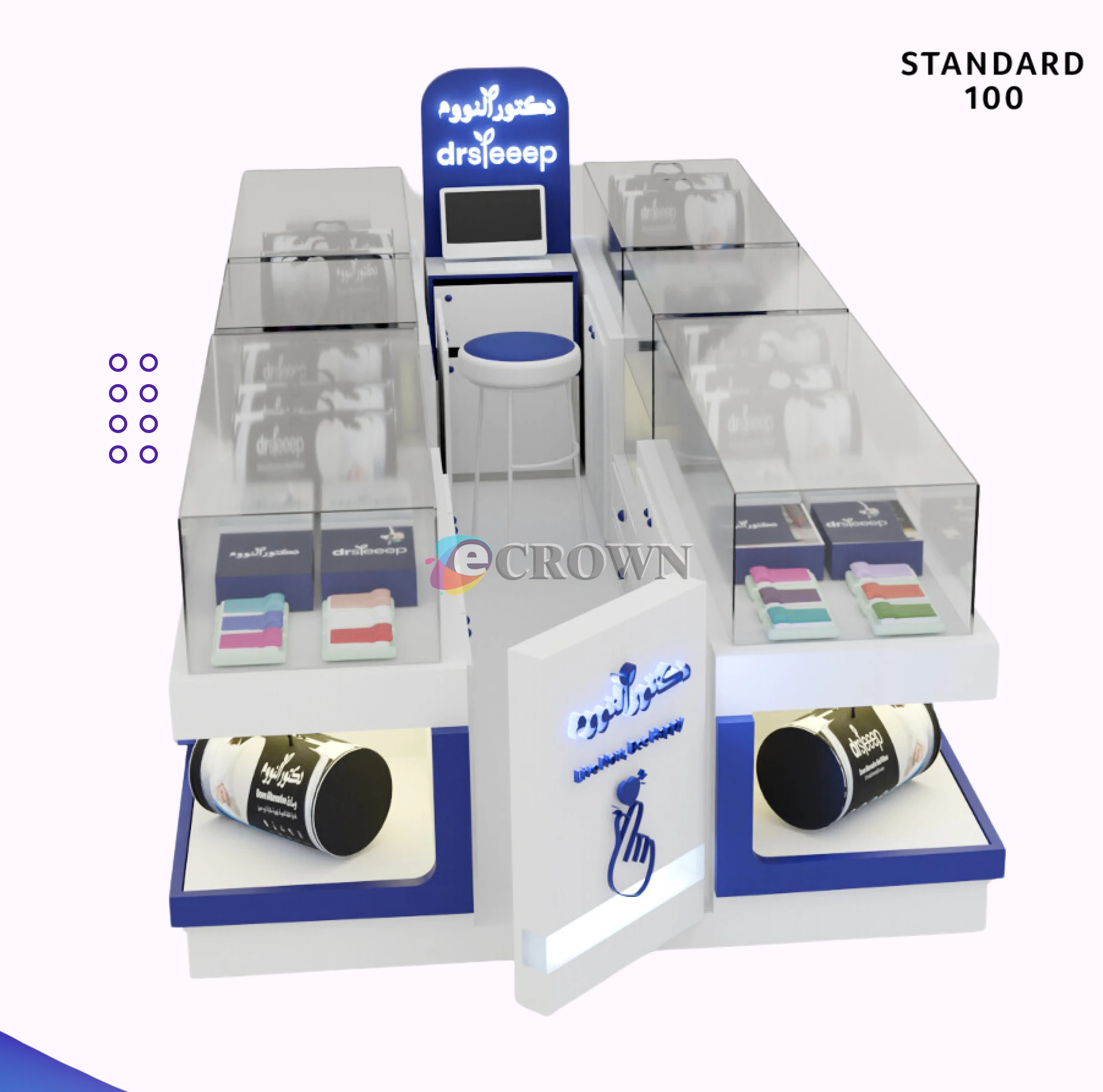 Grocery Display Booth Wallmount Robot Booth for Wood Bedclothes Store Display OEM