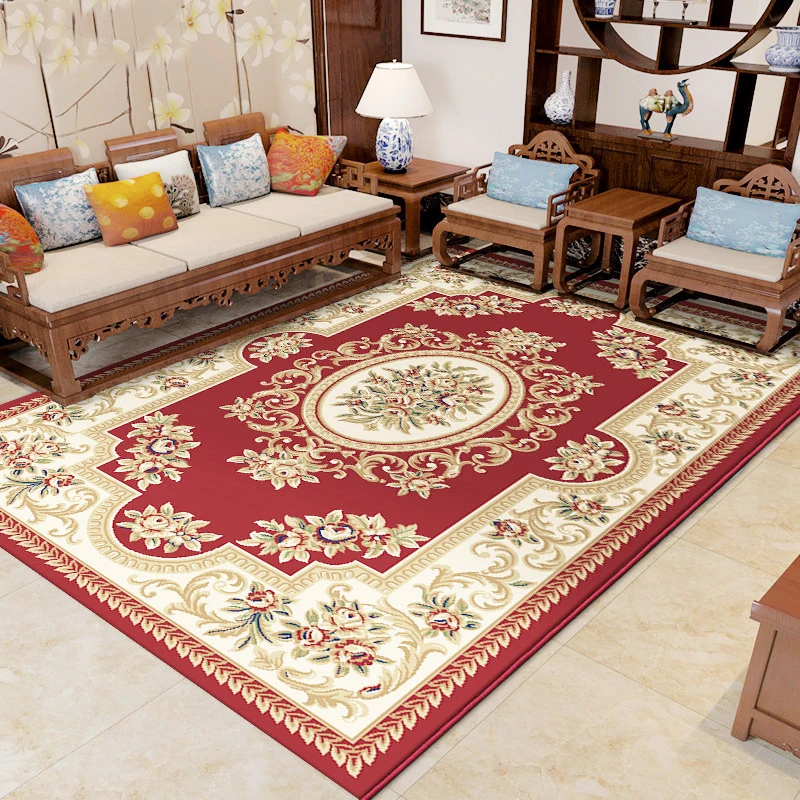 Luxury Handmade Woollen Carpet Red Carpet Rug Comfortable Sound Absorbing Features High-End Customised Living Room Office Door