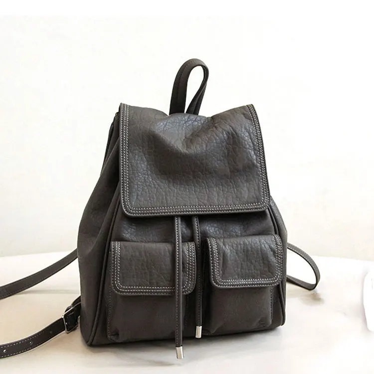 Leather Bag Travel Drawstring Designer Women Luxury Girls Ladies Biodegradable Faux Pebble Pvc Pu Durable Fashionable Backpack