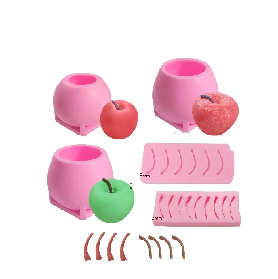 Fusimai DIY Handmade Craft Art Chocolate Mousse Cake Dessert Silicon Mould 3D Apple Silicone Candle Molds
