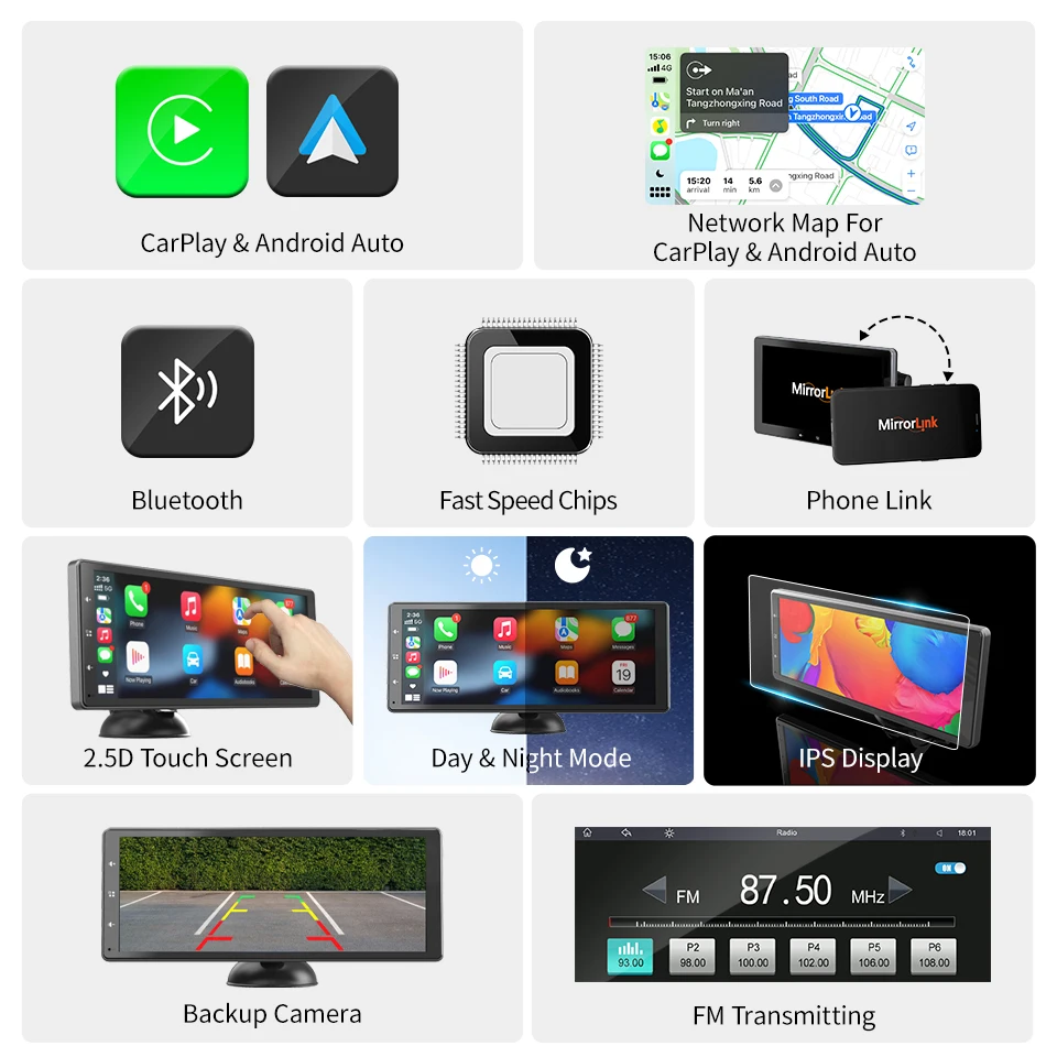 JMC IPS сенсорный экран 10 26 дюймов беспроводной CarPlay Android Auto AUX Linxu система портативное навигационное устройство для универсального автомобиля