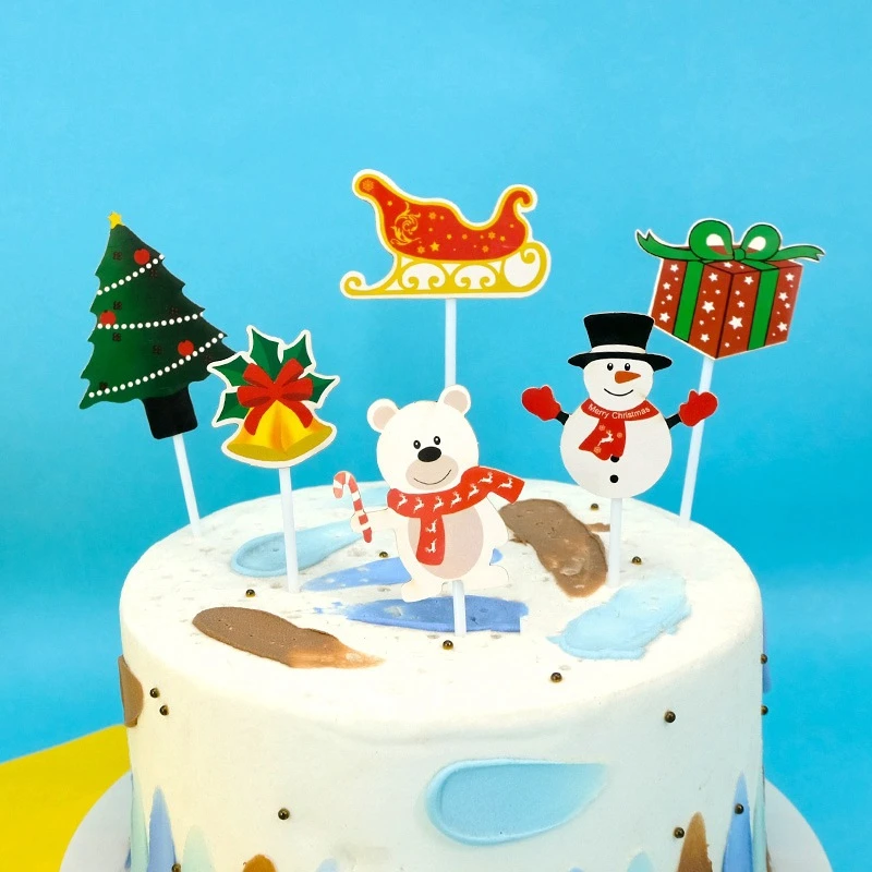 new design Merry Christmas Santa Clause Paper Christmas cake topper Santa themed cake topper for Christmas cakes