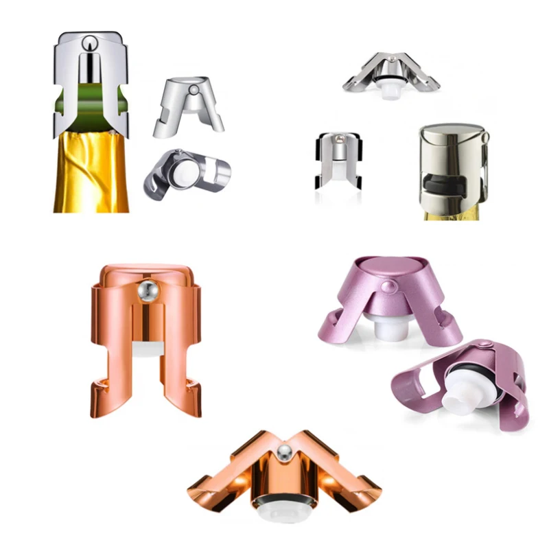 Customized logo stainless steel champagne sparkling wine bottle stopper with strong sealing and reuse