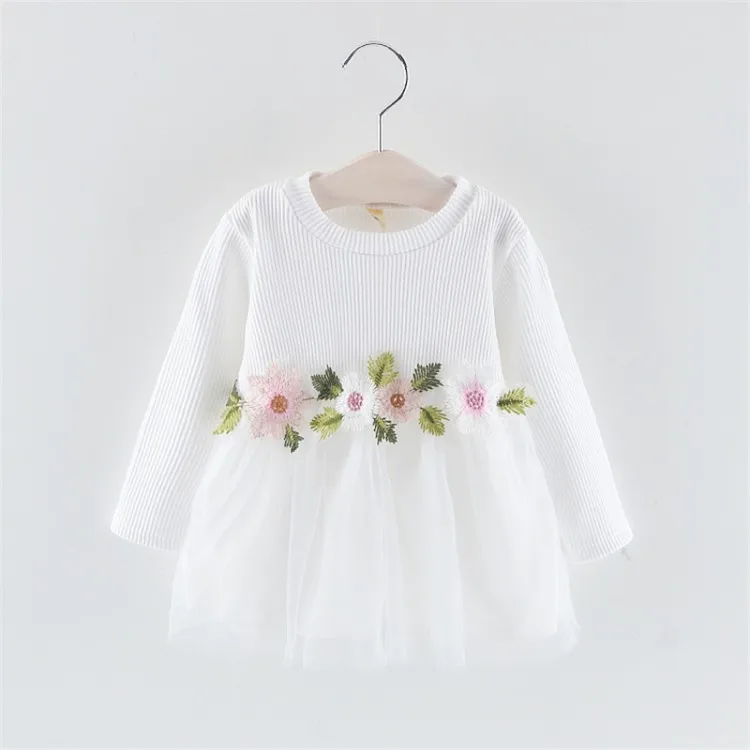 
Bulk Buy Wholesale Infant Little Girl Long Sleeve Ribbed Knitted Top Tutu Skirt Flower Pink Party baby girl tulle dress 