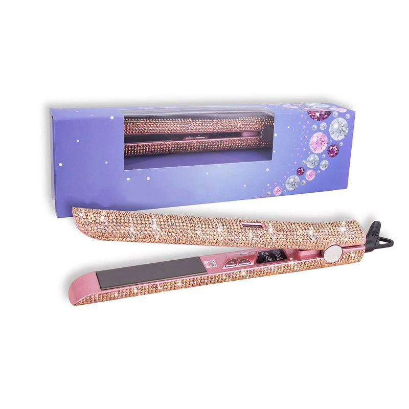 HotSelling Hair Straightener  Curly high temperature ceramics Titanium flat iron bling crystal diamond pink