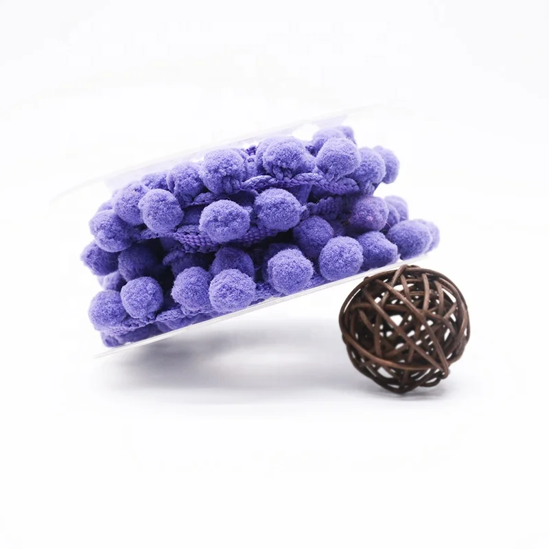 Wholesale Bulk Purple Ball Pom Fringe Crochet Pom Pom Lace Trims For Clothes Hat Crafts Decoration