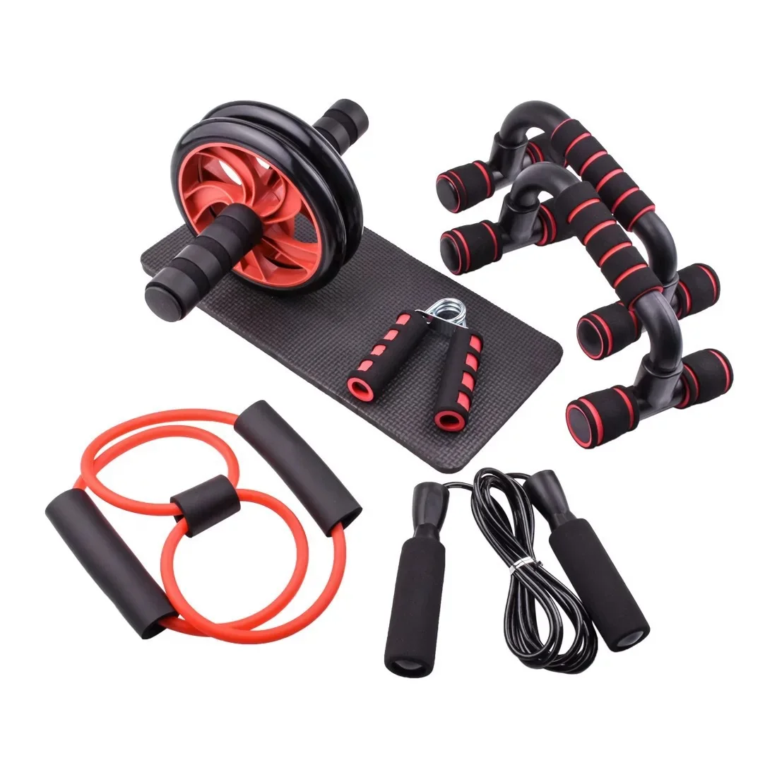 Get-Fit Home Gym Workout For Men and Women Core Strength & Abdominal Exercise 7pcs Ab Wheel Roller Kit
