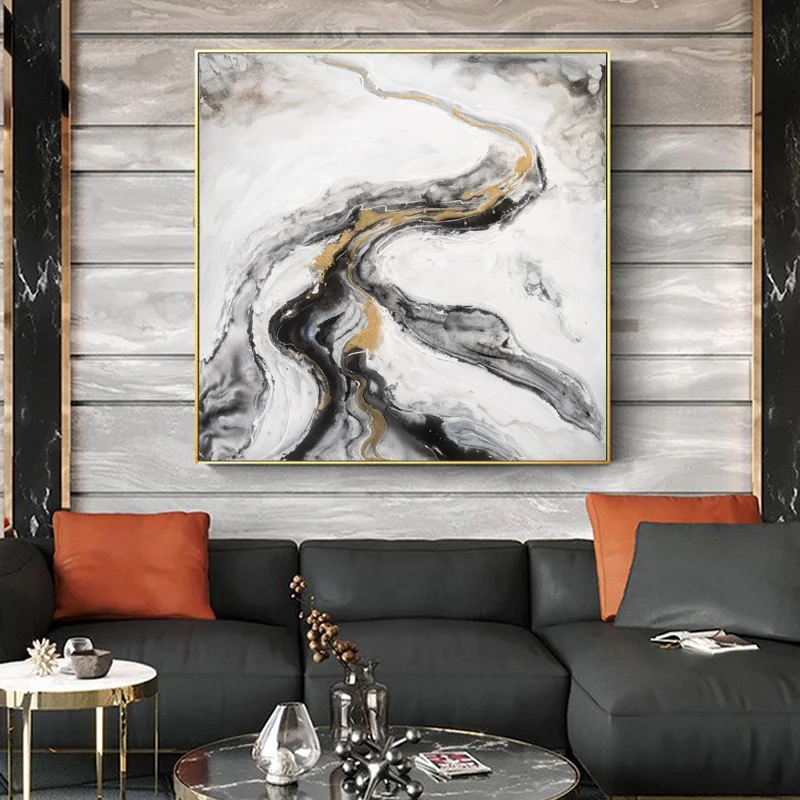 Abstract Building Oil Painting on Canvas Handmade Mural Modern Wall Art Picture Office Bar Home Large Art