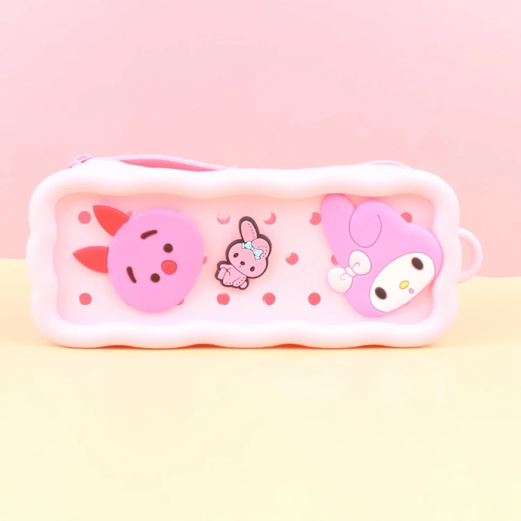 New Trendy 2024 DIY Cartoon Multi-functional 3D Makeup Storage Bag Student Stationery Pen Case Pencil Storage Box Pu Pencil Case