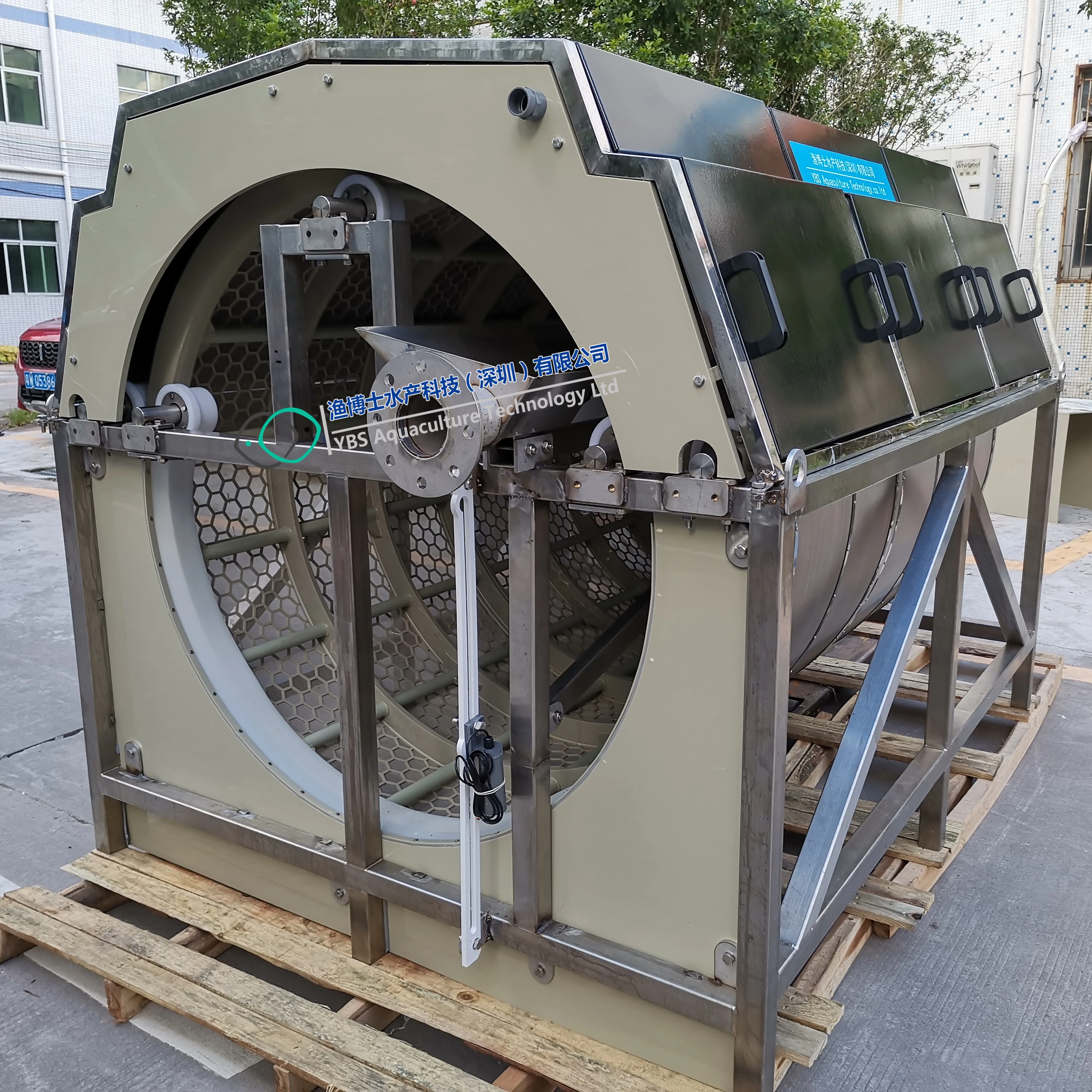 316 stainless steel open channel drum filter for the Tilapia mossambica grow out RAS