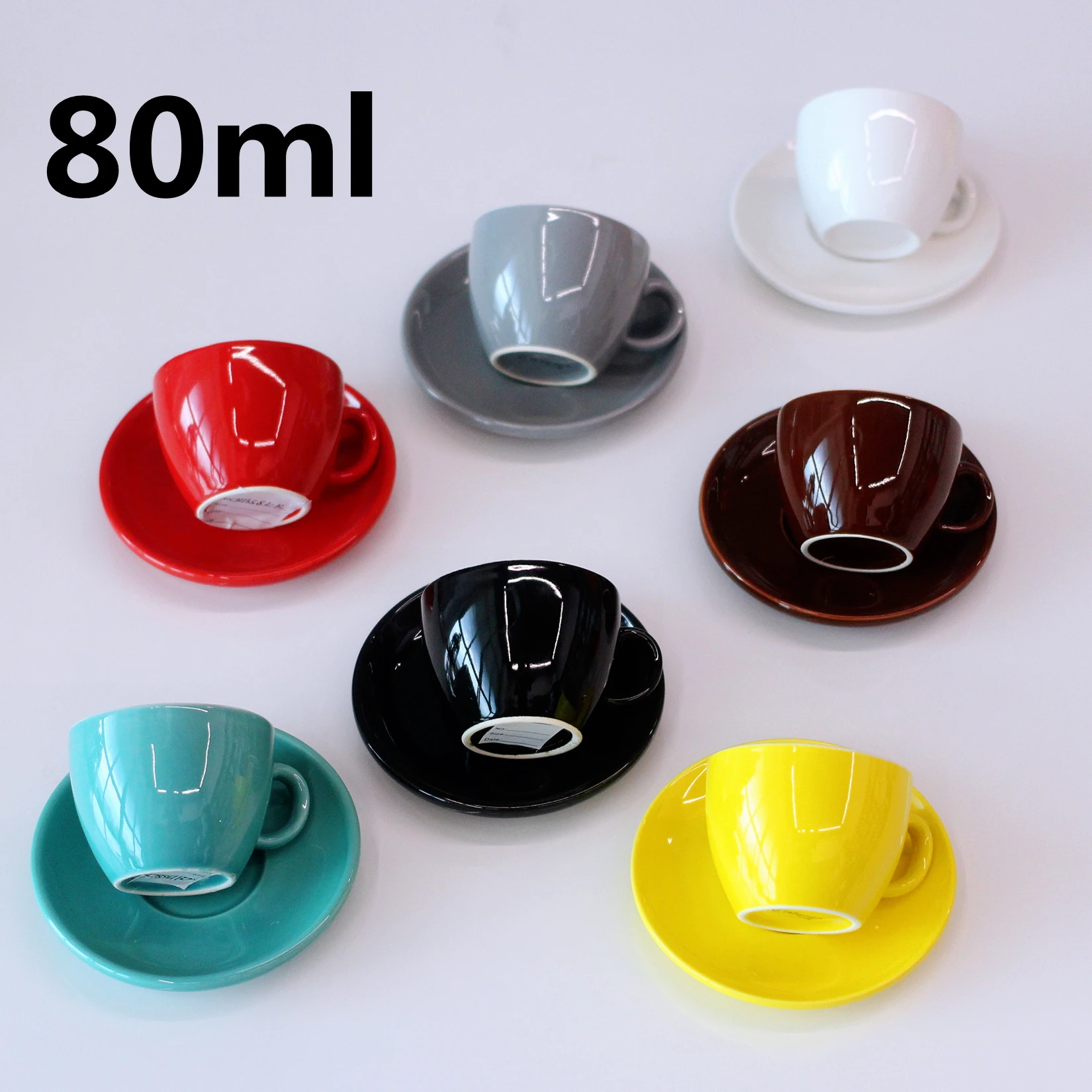 Wholesale Custom Colors Simple Ceramic Espresso Coffee Cup And Saucer Custom Logo Italian Espresso Cup 80ml For Cafe