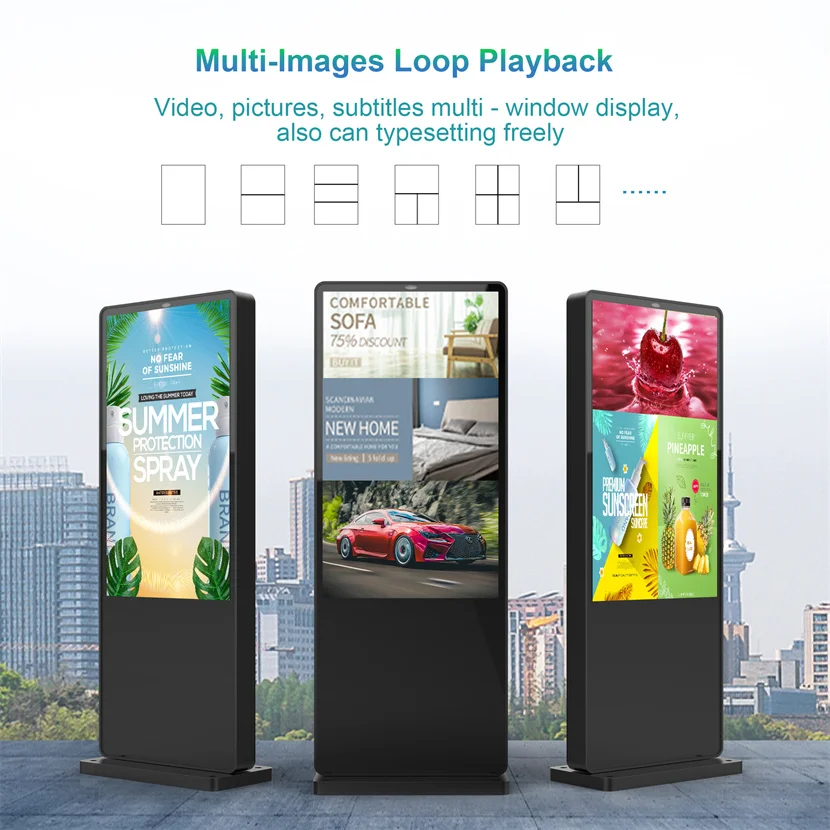 Ready Stock Floor Stand Indoor Outdoor LCD Digital Signage Billboard Kiosk Touch Screen Display Lcd Advertising Display Outdoor