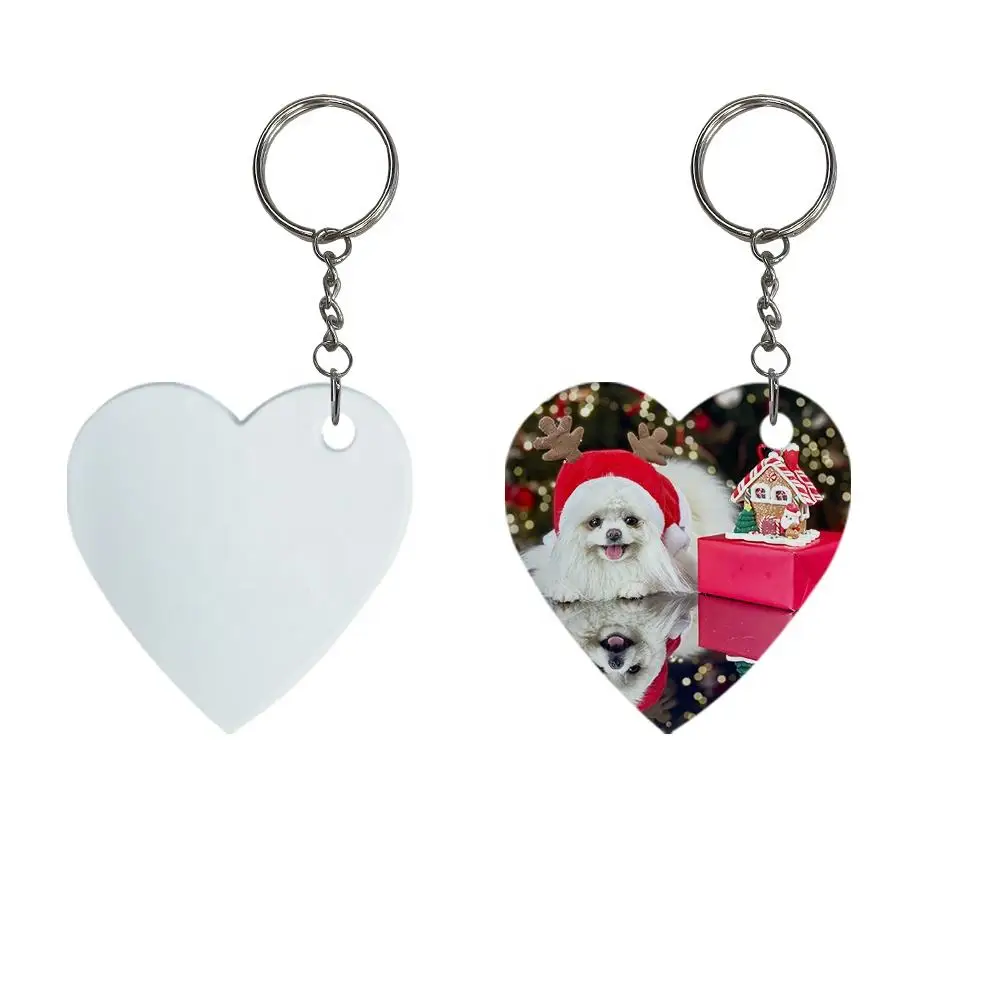 Wholesale Custom Printed Logo Heart Sublimation Keychain Digital Photo Zinc Alloy Keychain Blanks