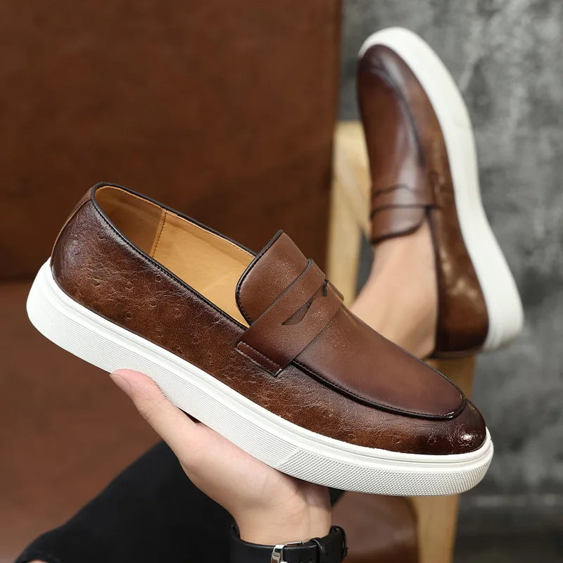 Shoes For Men Cross Border New Plus Size Fringed Board Fashion Runway Sets Leather Personalized Business Casual Board Shoes
