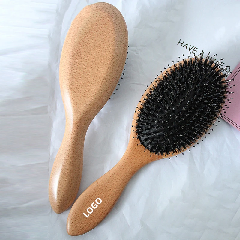 Wooden Paddle Hair Brush Cone Round Hair Comb And Brush Set Boar Bristle Private Label Wood Extension Hair Brush For Women