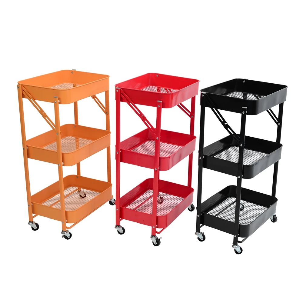 3 shelves vinyl bag housekeeping service cart welding cart multi-function with shelves