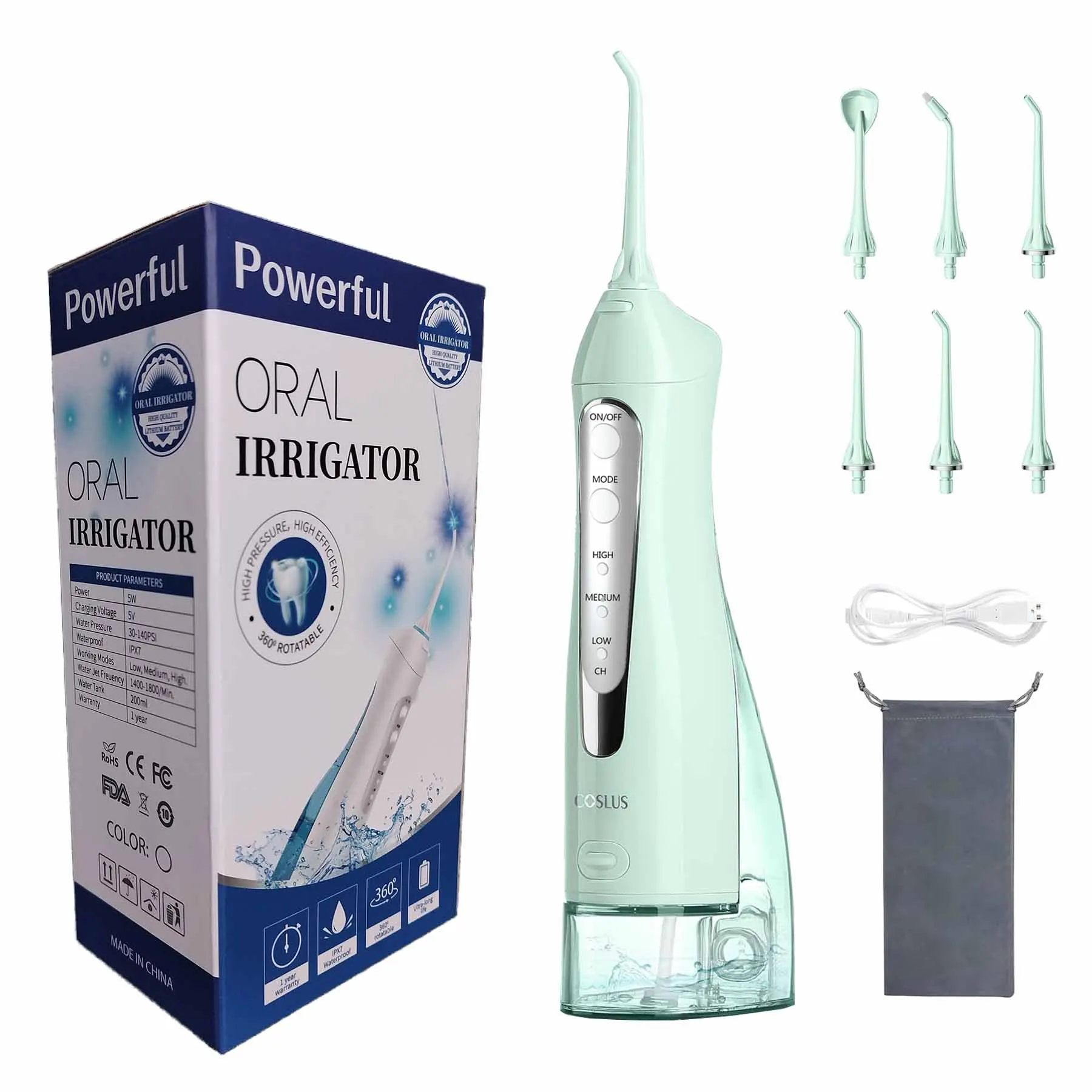 SINBOL Rechargeable Portable 300ML Cordless Oral Irrigator Electric Oral Care Dental Water Flosser for Teeth Cleaning