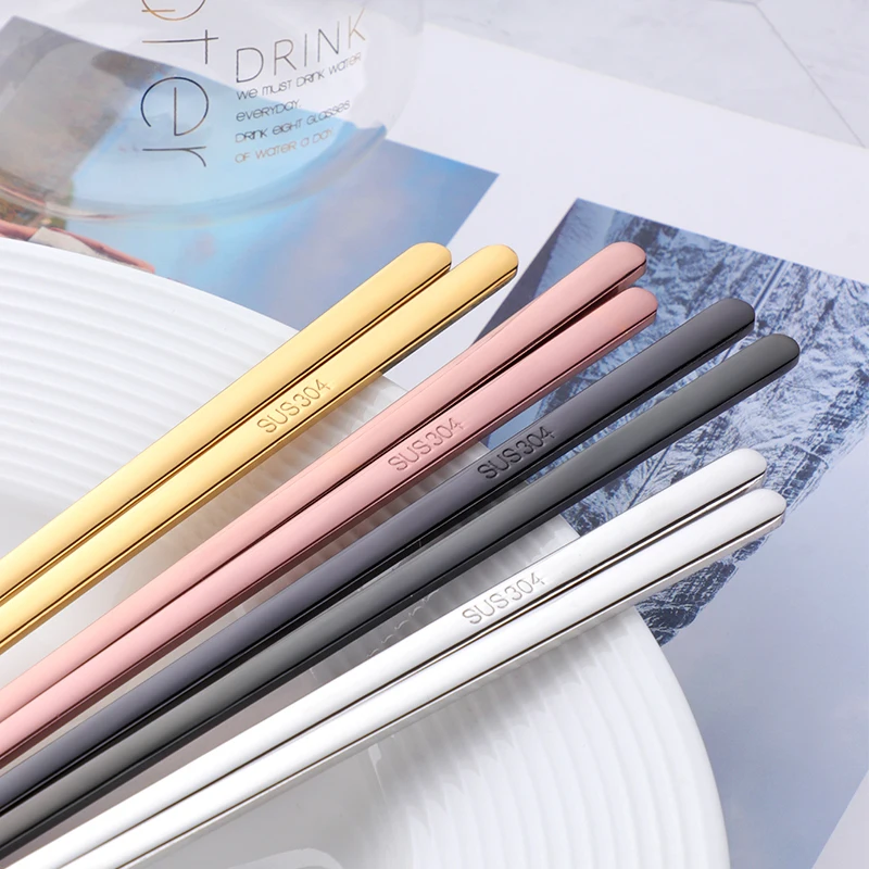 Korean Style Multicolored Stainless Steel Chopsticks Metal Chinese Chops Chinese Restaurant