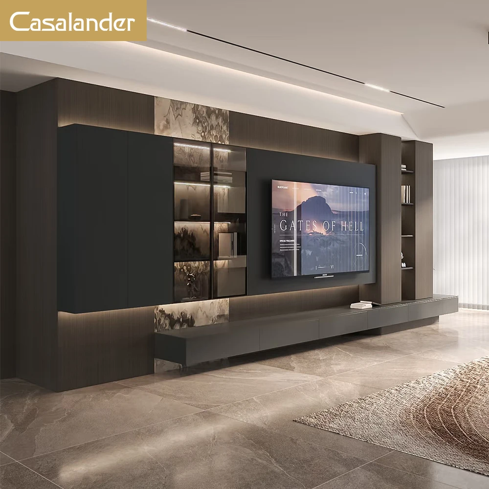 CASALANDER современный дизайн простая деревянная подставка для телевизора из МДФ роскошный набор мебели гостиной со светодиодным элементом