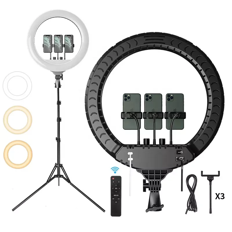 RL 14 Inch 36cm Led Selfie Ring Light 3 Phone Clips With Wireless Remote Videos Live Streaming Fill Light For Tiktok
