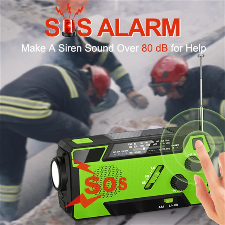 Earthquake Survival Siren Hand Crank Am/Fm/Noaa 2000MAH Crank Emergency Dynamo Radio Flashlight