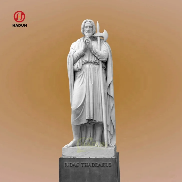 Outdoor Hand Carved Religious Saint Sculpture Marble St Simon Zelotes Statue