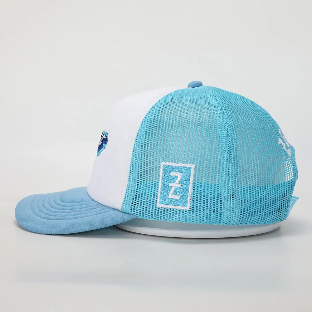 BSCI Wholesale Custom Oem Design Trendy 5 Panel Sport Hat,Embroidery Logo White Sponge Gorras,Woven Patch Running Trucker Cap