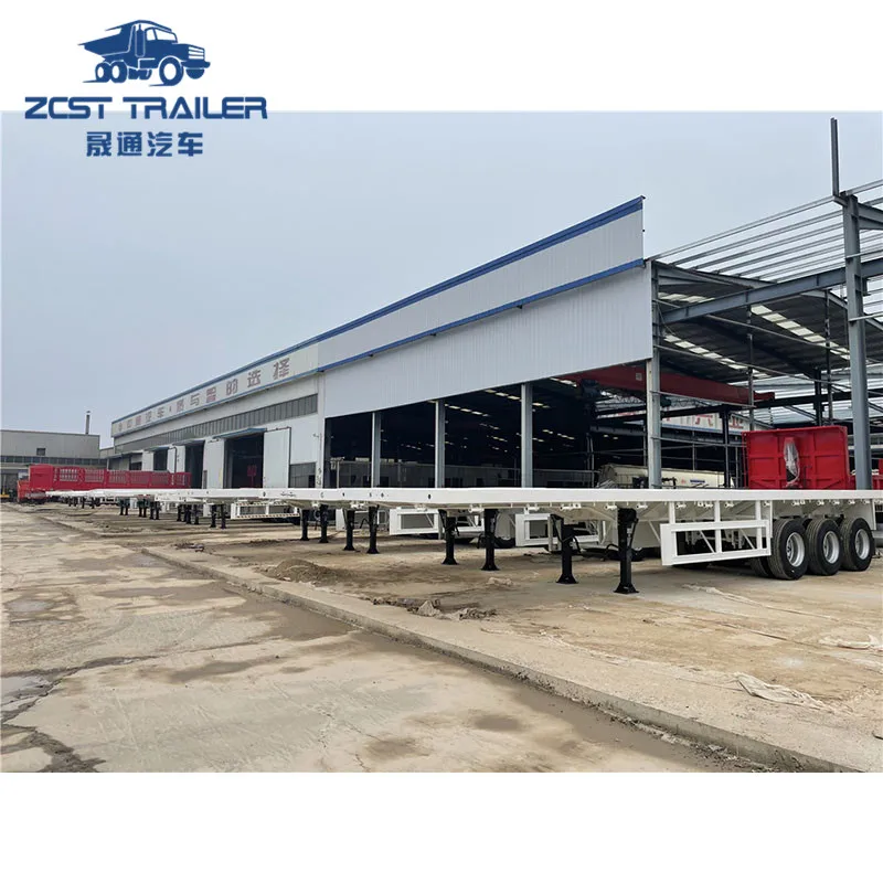 2 Axle JOST 28T Landing Gear 40ft Brand New Flatbed Flat Bed Container Semi Truck Trailer