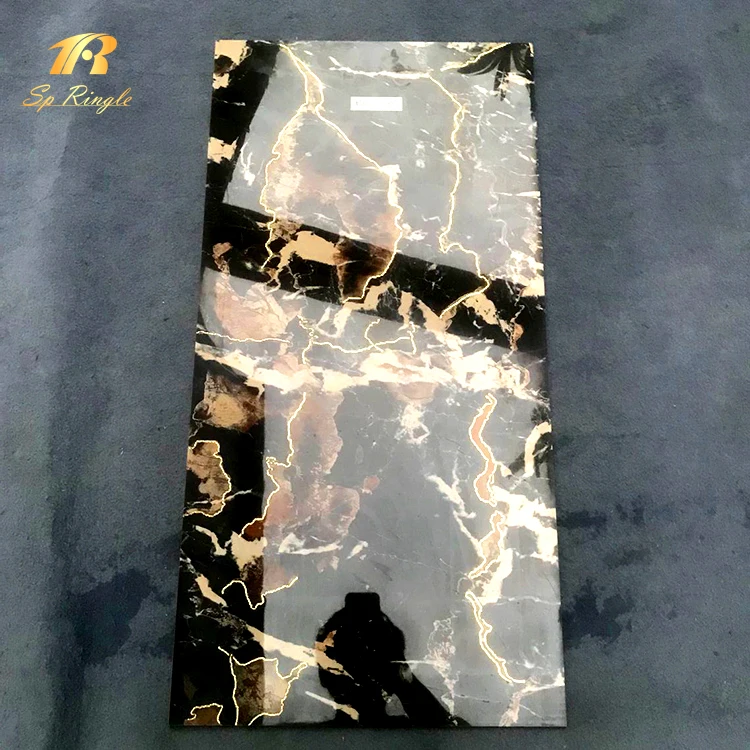 Black decor polished luxury house 600x1200mm porcelain living room bathroom chinese marble floor wall ceramic tiles