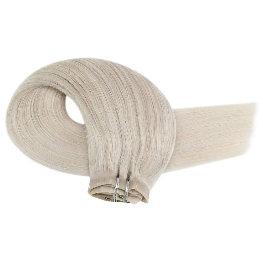 
2021 Qingdao Wave Top Quality 100% Brazilian Virgin Cuticle Remy Human Hair Extension Seamless Double PU Clip in Hair Extension 