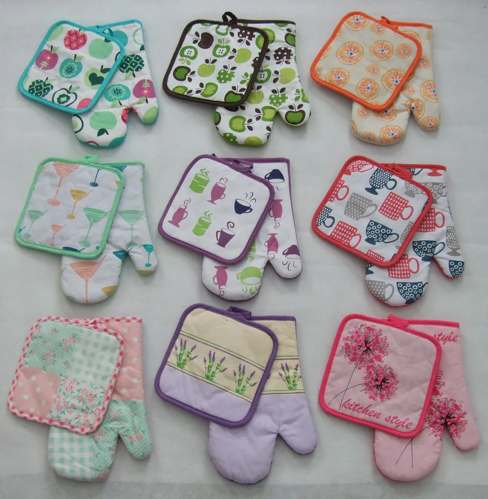 cotton fruit shape simple design pot holder and glove in european market oven glove shaped pot holder