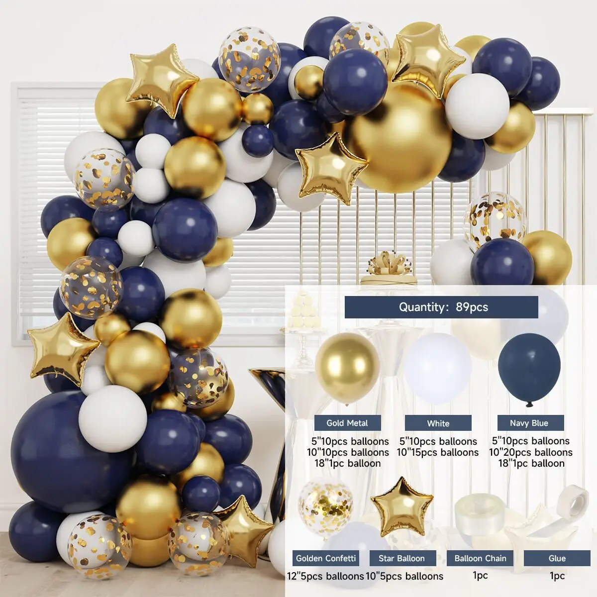 New Design Sea Theme Latex Ballon High Quality Metal Paper Scraps Balloon Arch Set for Birthday Party Baby Baptism Decoration