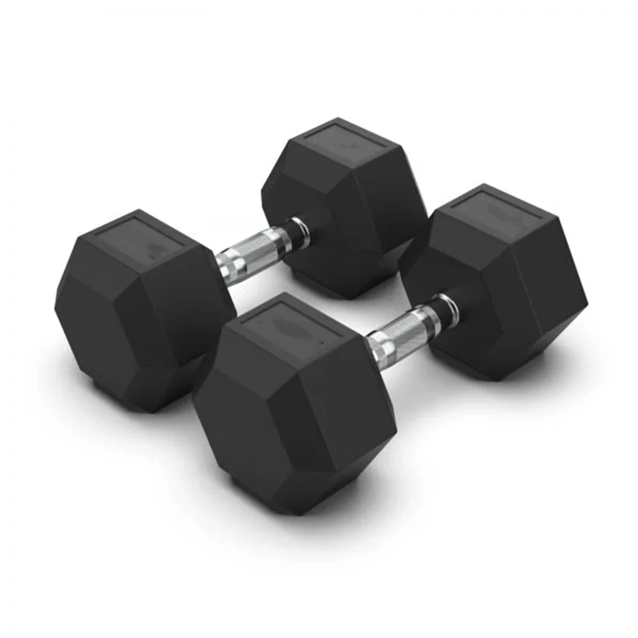 Wholesale Black Hex Rubber Dumbbells Coated Gym Dumbbell Pounds Fitness Weight Custom Logo Rubber Hexagon Dumbbells