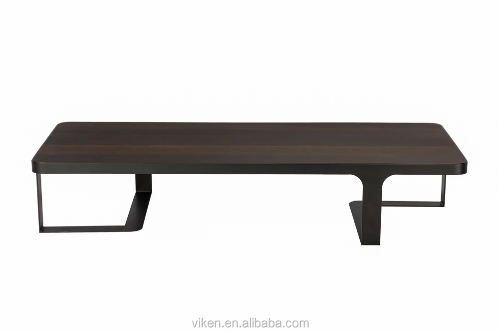 Modern ideas unique design rectangular for living room with metal base walnut coffee table