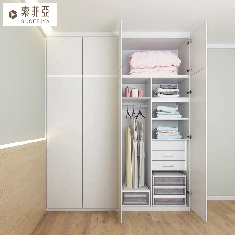 SUOFEIYA Custom Australia Project White Wooden Closet Cabinet Wardrobe Swing Hinged Door Garderobe