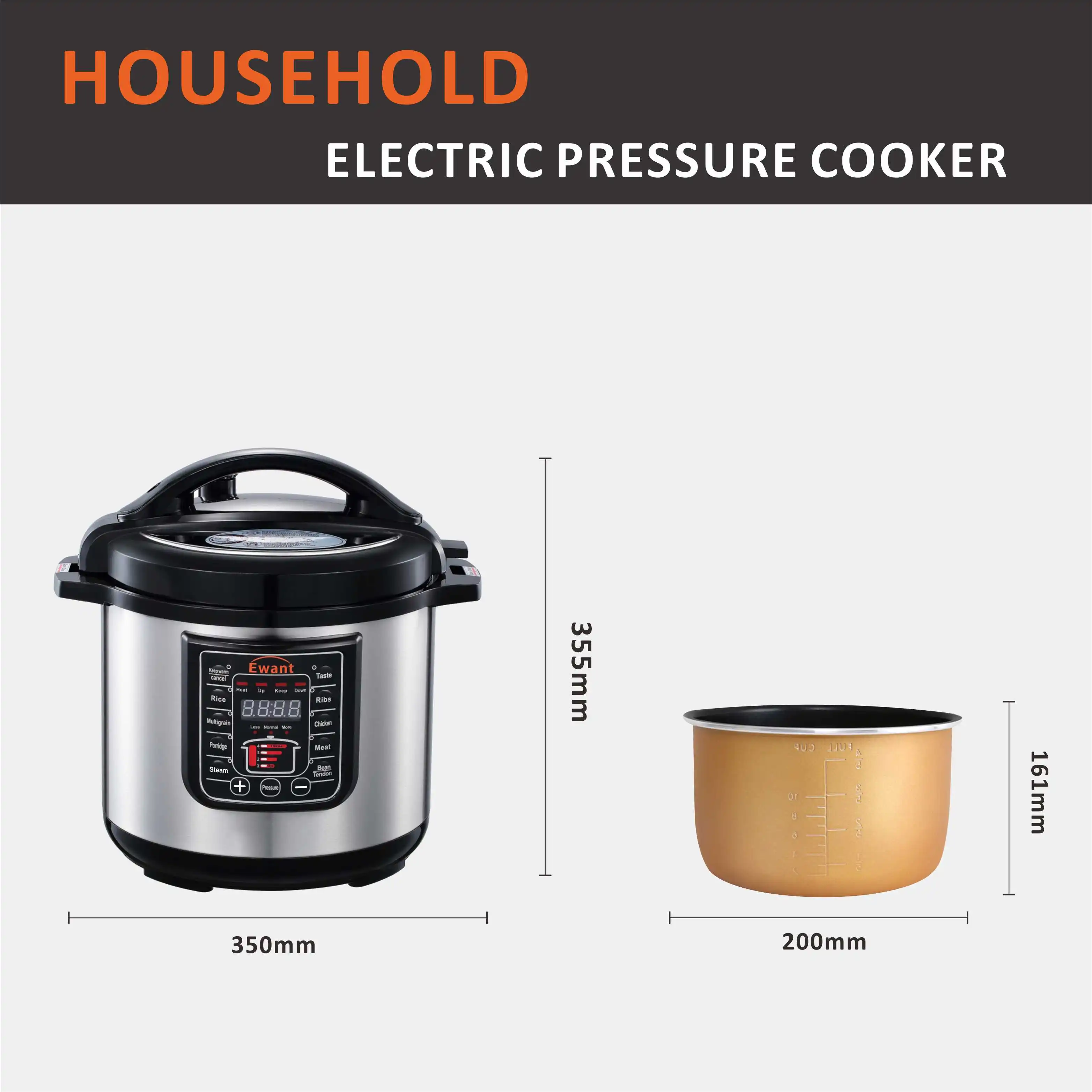 Ewant 6L Коммерческая электрическая скороварка из нержавеющей стали внутренний