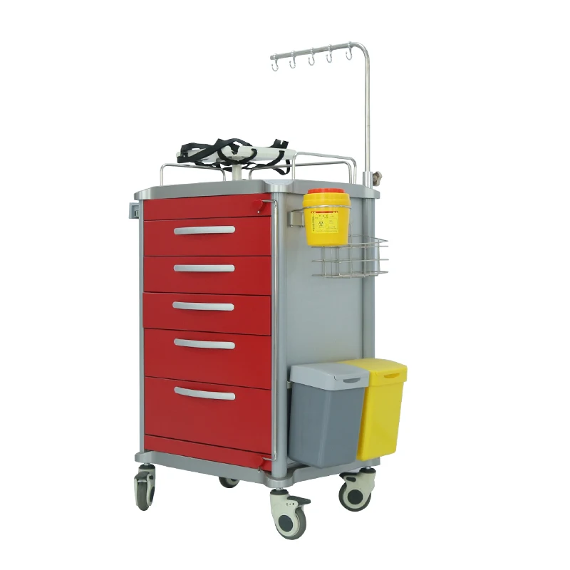 Aluminium 5-Drawer Emergency ABS Trolley Cart with One time use Seal Lock Accept Customization
