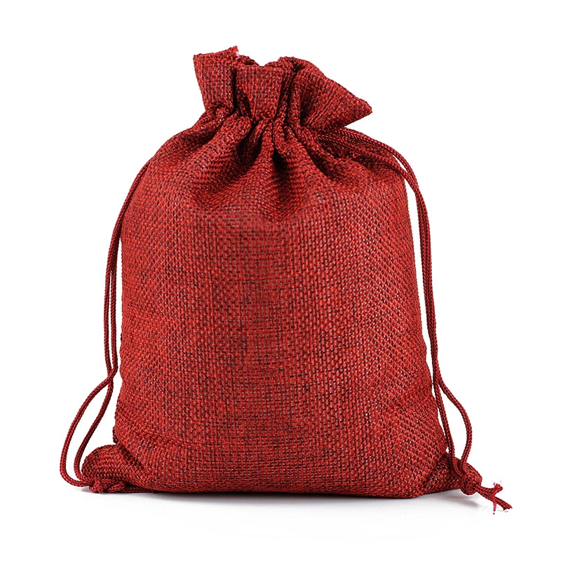 
7*9, 8*10, 10*14, 13*18, 15*20cm burlap jewelry pouch small jute drawstring bag stock burlap gift bags with custom logo design 