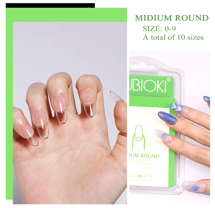 10 Sizes Full Cover Oval Shaped Round Nail Tips For Diy Nail Art