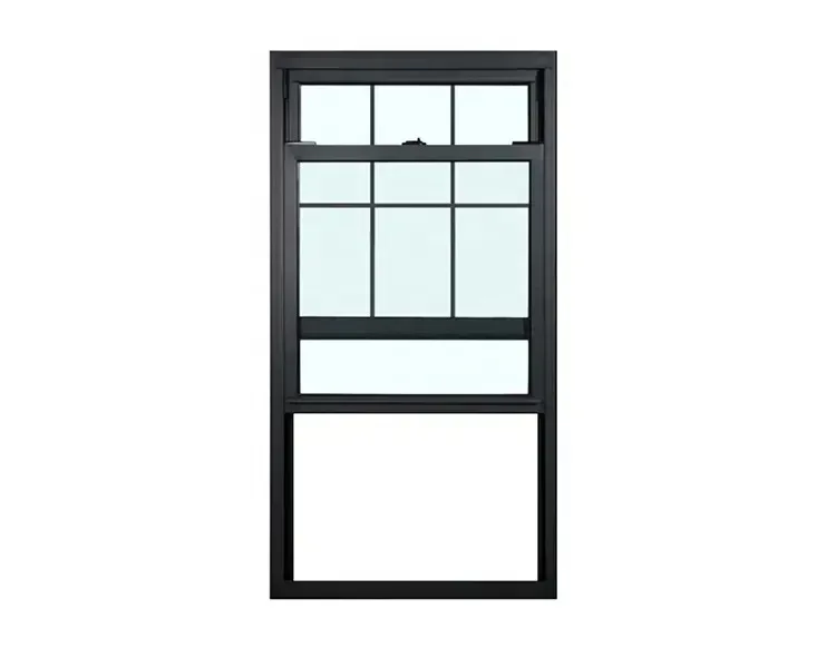 MInglei New Design American Style Residential Vertical Sliding Black Aluminum Single and Double Hung Windows