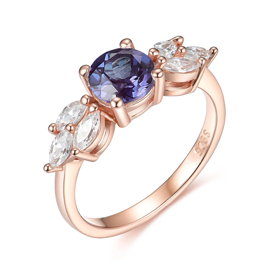 18K rose gold fashion Natural Alexandrite Moissanite diamond ladies ring  Weddings engagement ring fine jewelry