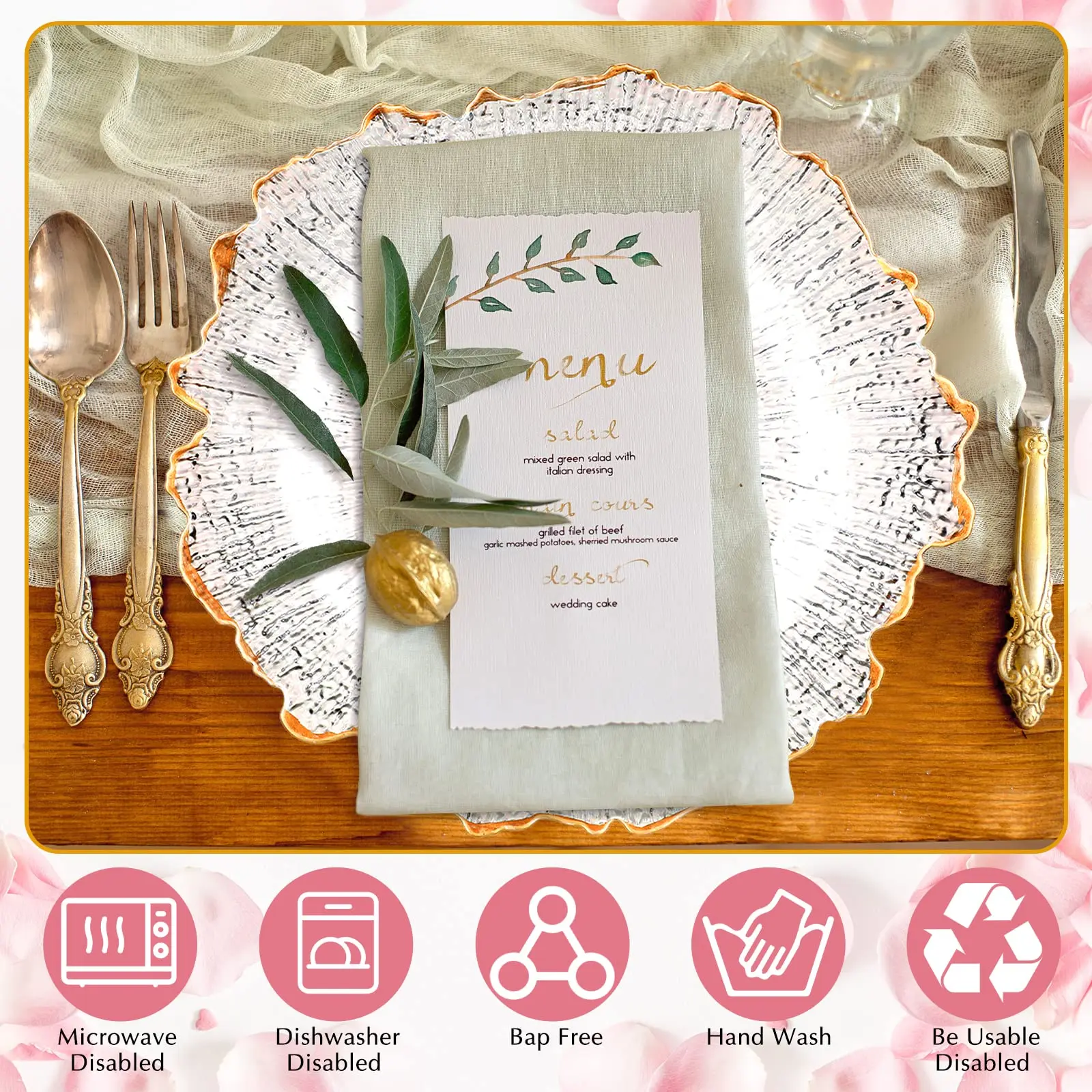 13 inch clear acrylic gold charger plate chargers wedding dinner plate decorative ins golden plastic charger plates event party