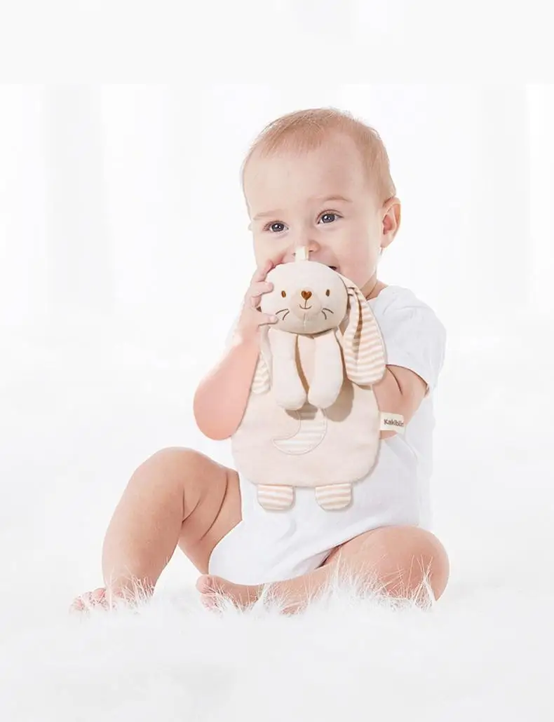 Hot selling Comfortable Baby Organic Cotton Animal Comforter Toy Cute Bear Lovey Security Blanket Bunny Security Blanket