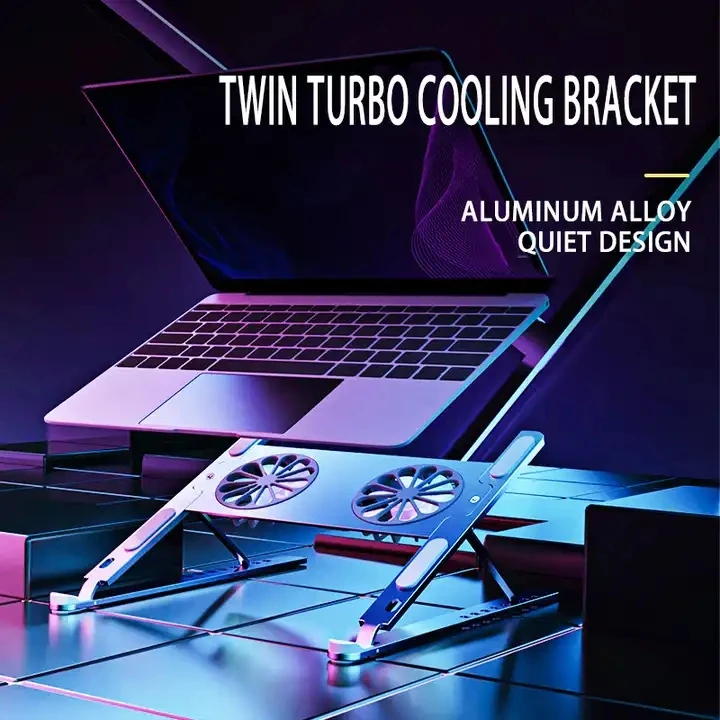 Tablette Tableta Aluminium Adjustable Folding Portable 360 Rotate Desk Holder Table Tablet PC Stand with cooling fan Supports