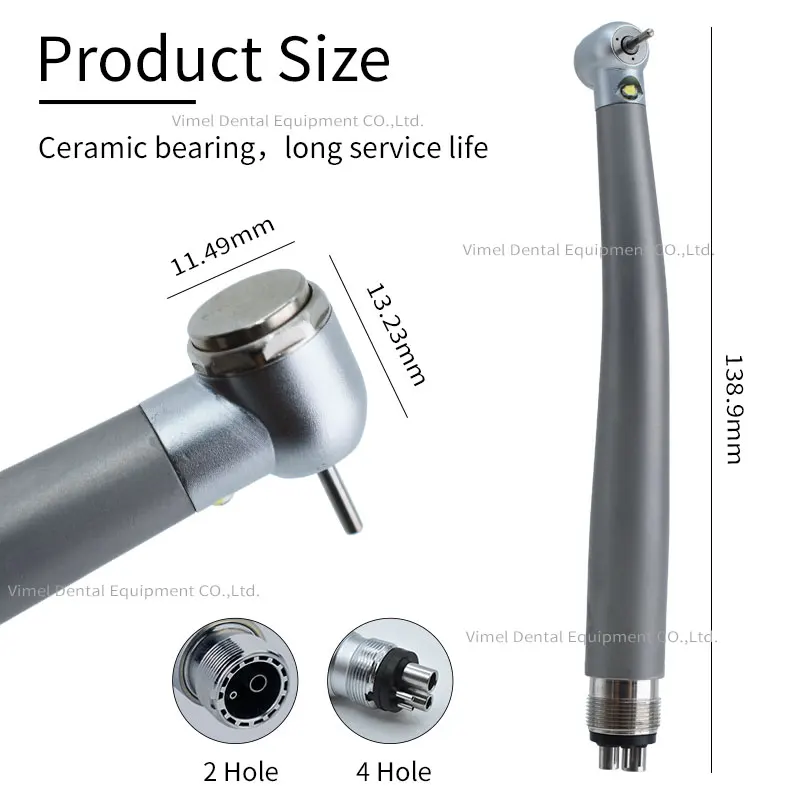 Dental LED Handpiece High Speed 4 Hole 3 Way Water Spray Ceramic Push Button Air Turbine Drills Dentisty Equipment