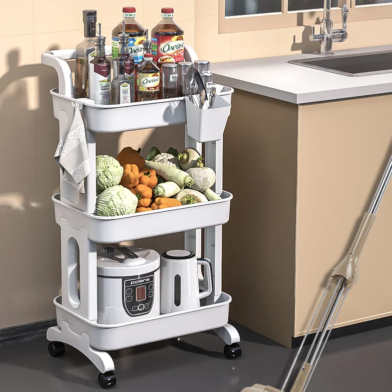 Kitchen Vegetable and Fruit Condiment Organizer 2/3/4Layers Kid Book Shelf Toy Storage Shelf Cart