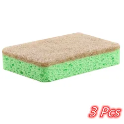 3 Pcs Kitchen Composite Wood Pulp Cotton Scouring Pad Natural Sisal Cloth Non-stick Oil Sponge Scrubbing Dish ClothKitchen Items