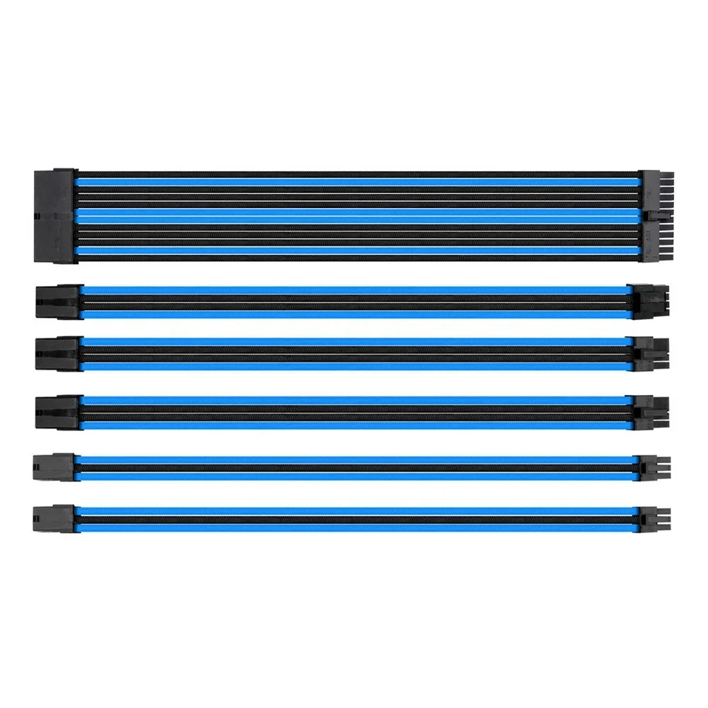 ATX Cable Power Supply Adaptor Connector cable  with Cable Comb 6 Pieces Set 24 Pin 8 Pin 6 Pin.